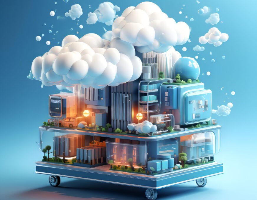 3d-illustration-city-with-train-clouds-sky